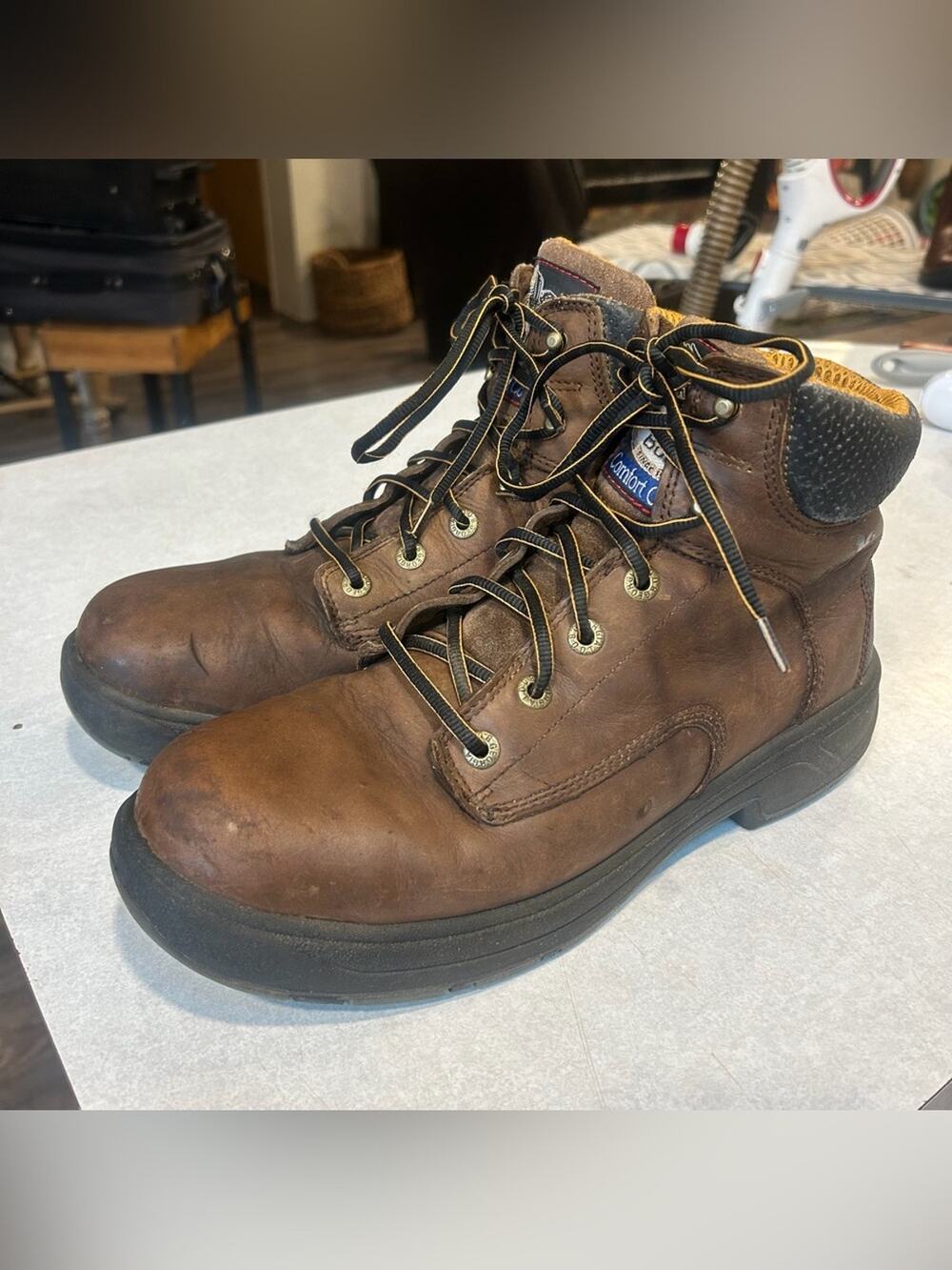 Georgia Boot Comfort Core Brown Leather Work Hiking Boots composite toe 9.5 Wide